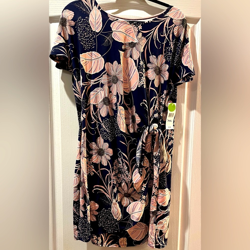 Robbie Bee Navy Blue & Pink Dress Size Petite XL